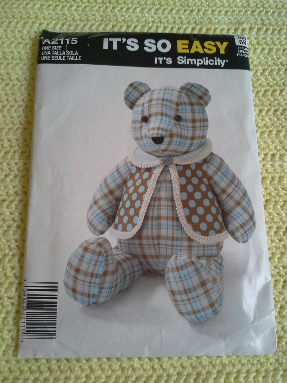 Simplicity bear and vest sewing pattern simplicity A2115