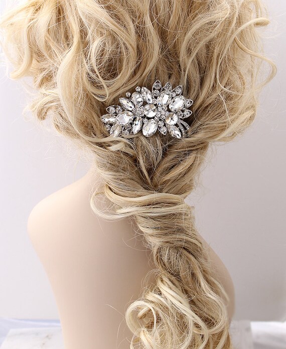 Crystal Silver Bridal Comb Rhinestone Headpiece Statement