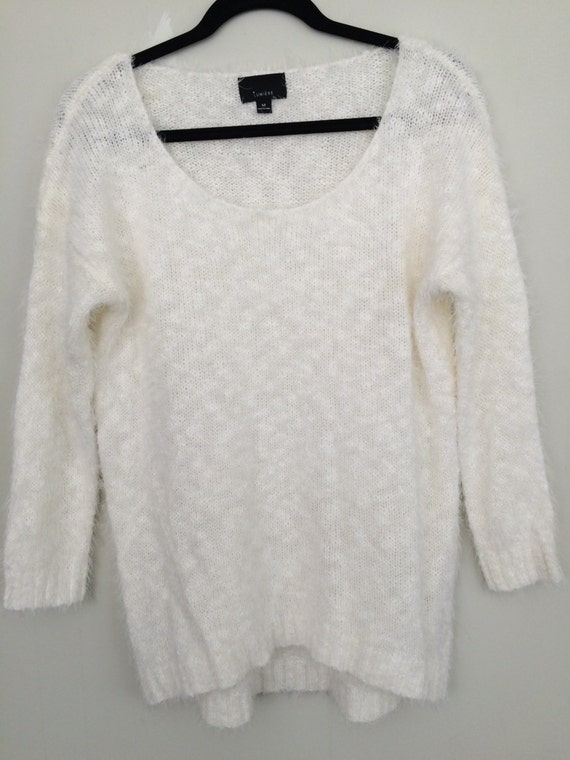 SUPER SOFT Fuzzy Winter White Sweater, Sm/Med