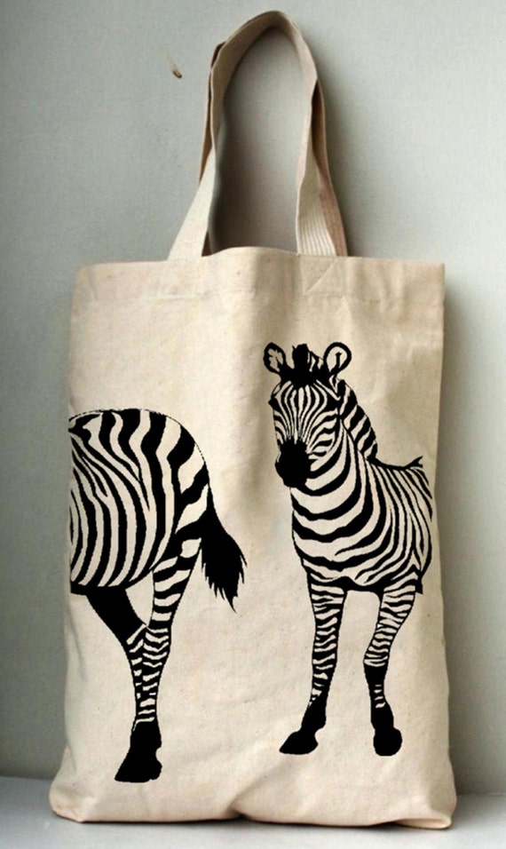 Zebra Bags Printed Cotton Canvas Tote Bag.