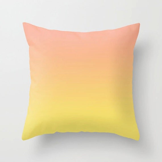 Throw pillow coral pink yellow pillow Decorative colorful