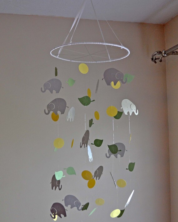 Elephant Nursery Mobile Gender Neutral Baby by BeanBlossomDesigns