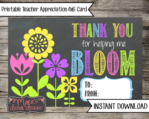 Thank You For Helping Me Bloom Printable Teacher