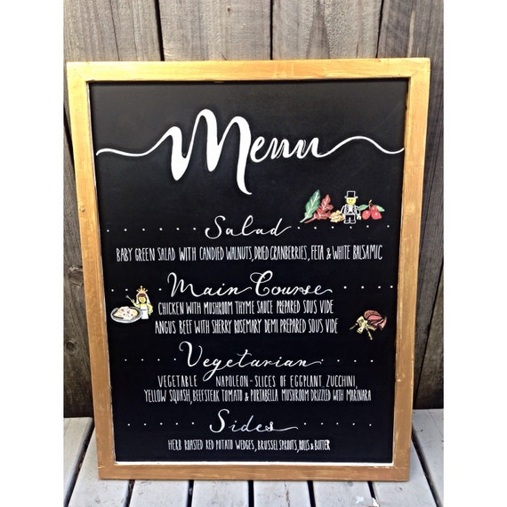 Dinner Menu Chalkboard Sign By Leftyladychalkshop On Etsy