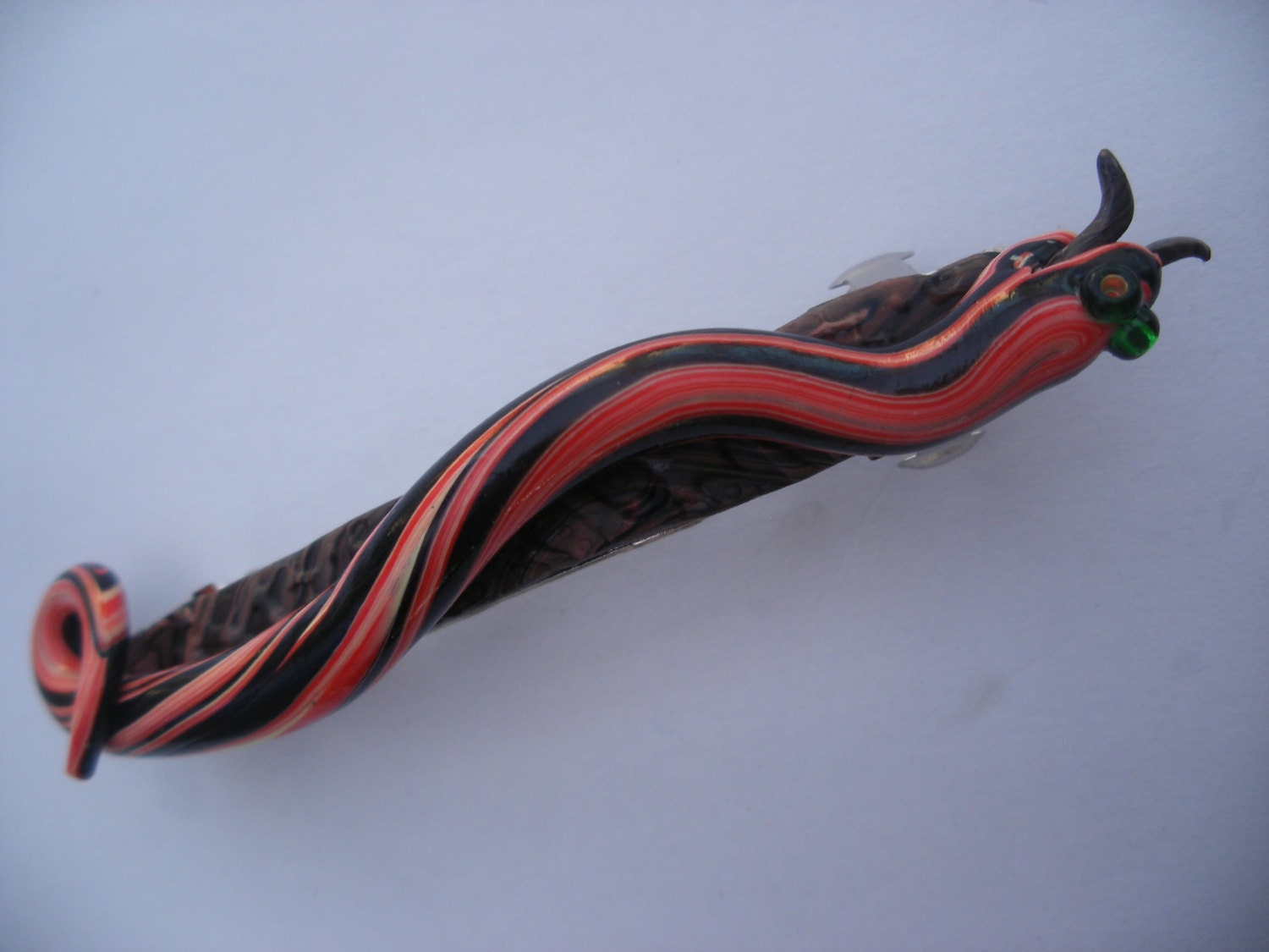 Funky snake hair charm striped snake barrette hair pin