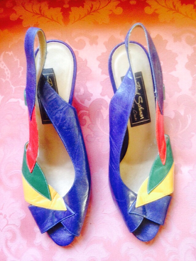 OHuPrettyThing 80s Kitten heel Sling backs, leather Sz. 6.5 UK – Haute