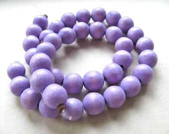 Wood beads, 19 beads, violet, 10mm ---- # 65