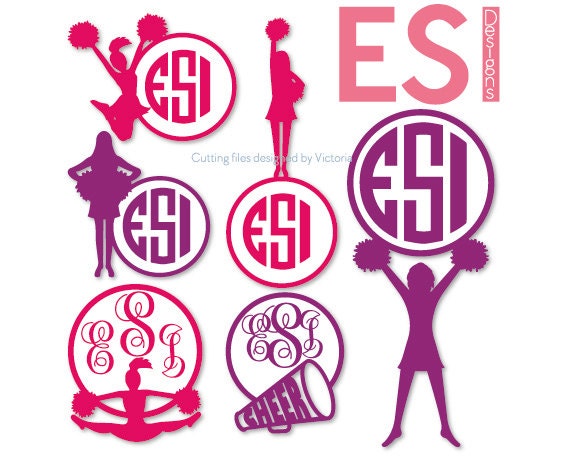 Download Cheerleader SVG DXF EPS Circle Monogram by ESIdesignsdigital