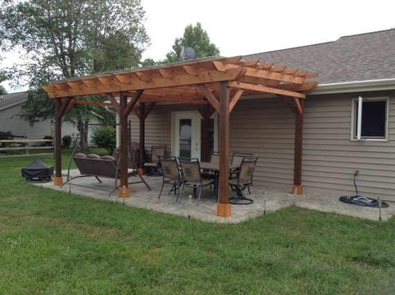 Covered Pergola Plans 12x20' Build DIY Outside Patio Wood Design 