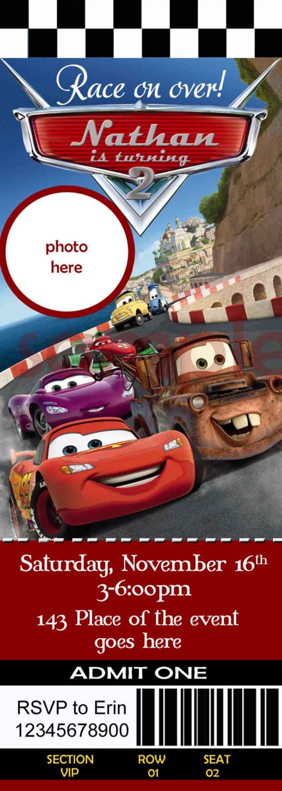 Disney Car Invitations 6