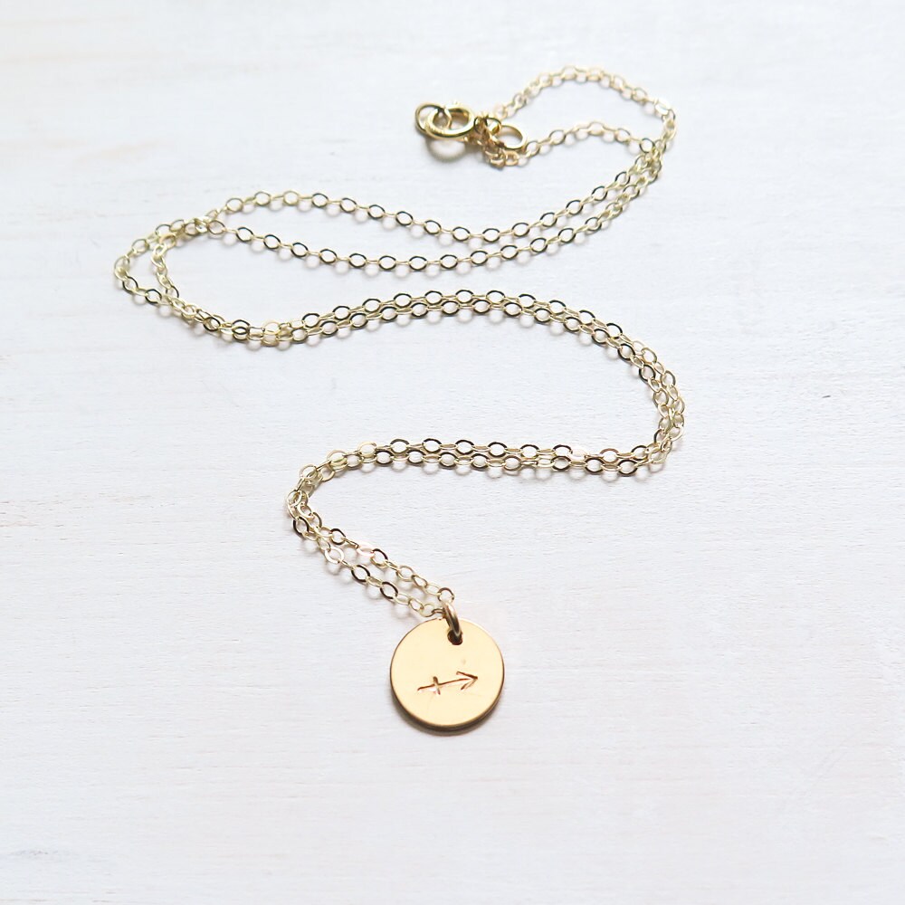 Gold Zodiac Necklace Gold Filled Zodiac Jewelry Hand Stamped