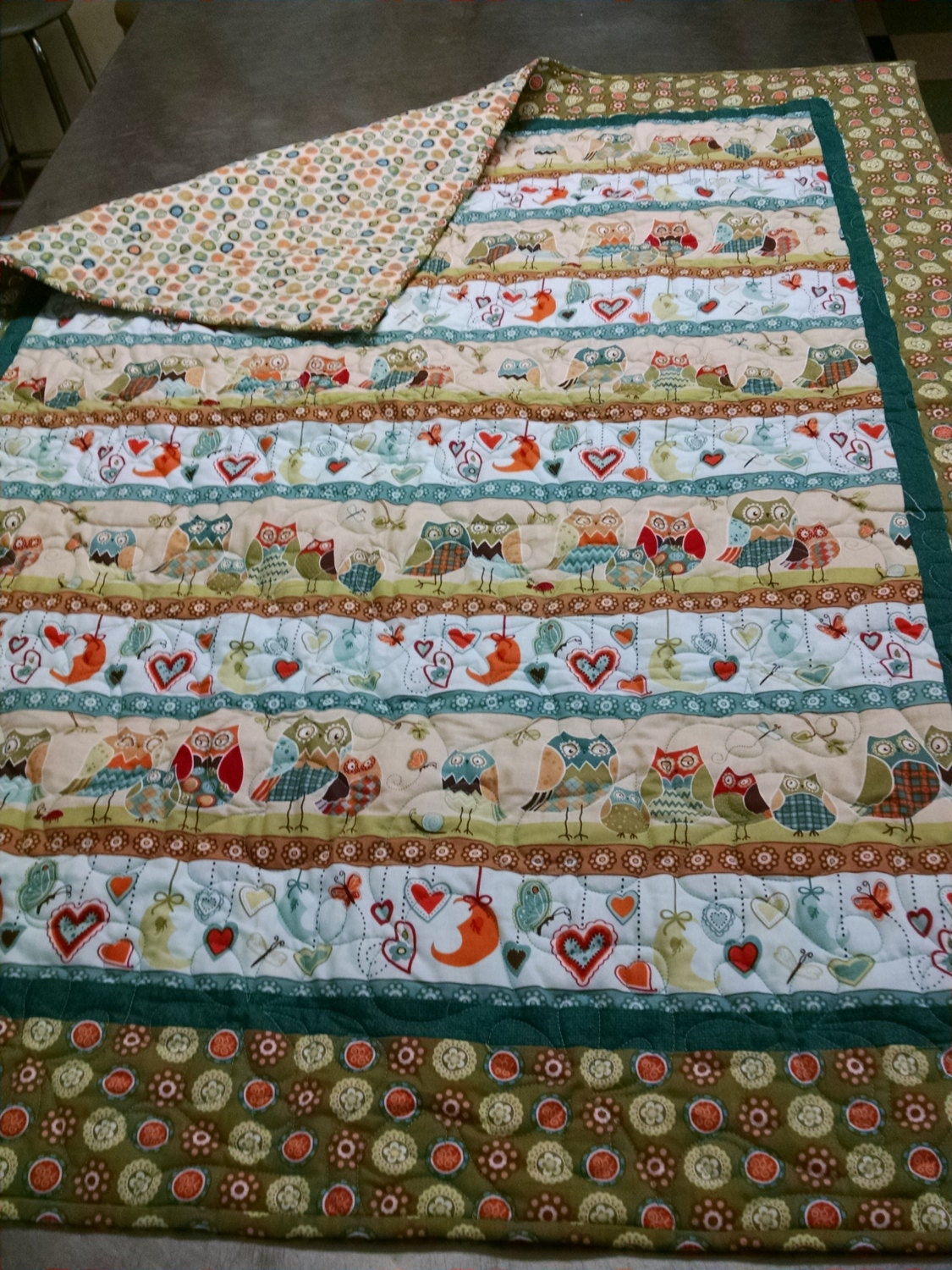 Modern Baby Quilted Blanket with Owls by KetchtheSunCreations