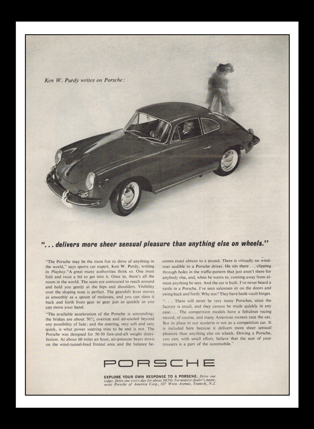 Vintage Print Ad May 1963 : Porsche Automobile Car Wall Art