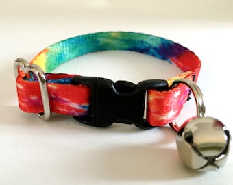 Cat Collar - Kitten Collar - Tie Dye Cat Collar - Breakaway Cat Collar with Removable Bell - Cute Cat Collar - Girl or Boy Cat Collar