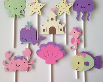 Under the Sea Cupcake Toppers | Nautical Cupcake Toppers | Under the Sea Party Decorations | Nautical Party