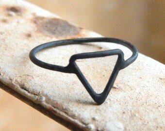 Oxidized silver ring - Sterling silver oxidized ring - triangle ring - black silver ring - black stacking ring