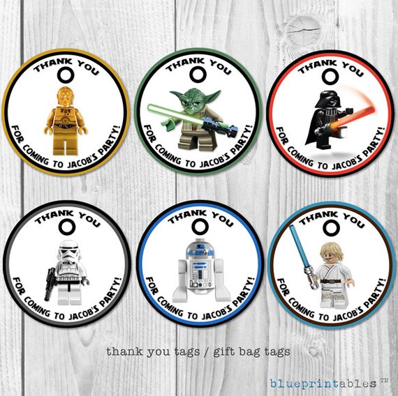 lego star wars birthday thank you gift bag tag by blueprintables