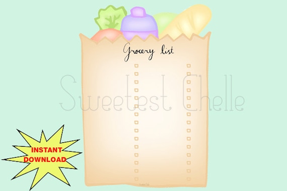 cute grocery list template
