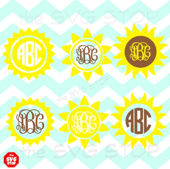 Download Sun Sunflowers monogram base designs SVG and studio files for