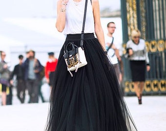Black Tulle Full Length Bridesmaid Wedding Gown Long Skirt