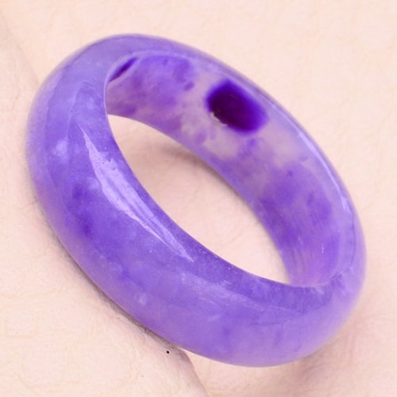 Excellent Natural Genuine Purple JADE Gemstone Ring Agate RING Size 7.75 Natural Stone