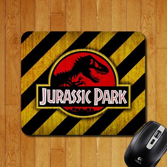 Jurassic Park Logo Caution Sign Mouse Pad By Magicmousepads