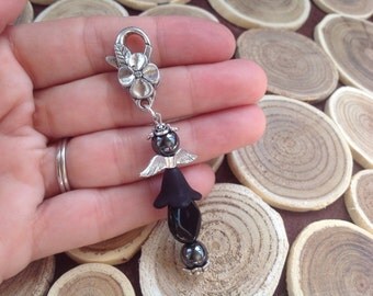 Black Angel Jewelry,Dress Small Angel,Black Hematite,Guardian Black Angel,Lucky Angel Pendant, Charm Angel Black, Keychain Angel,Small Gift