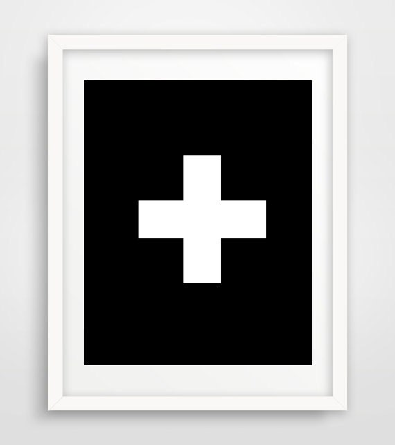 Swiss Cross Wall Art Printable art Black and by honeytreeprints