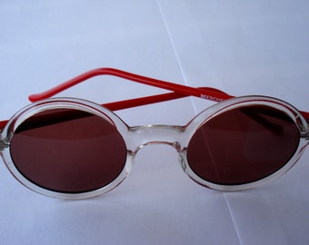 Vintage Retro Sunglasses Eschenbach/ Vintage 1980s Style, Watery-Red Color Plastic Sunglasses