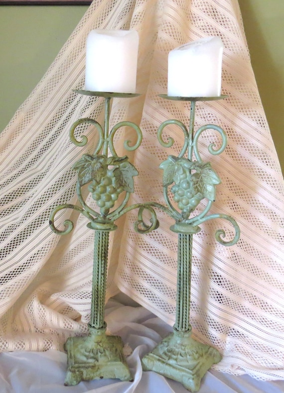 Rustic candle holders distressed candle holders by ChippedPaints