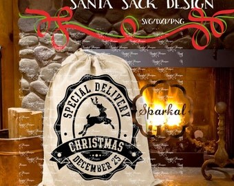 Christmas svg Files SANTA SACK SVG Cutting Files, diy Santa Bag Svg Files Silhouette Designer Edition, Vintage Santa Sack