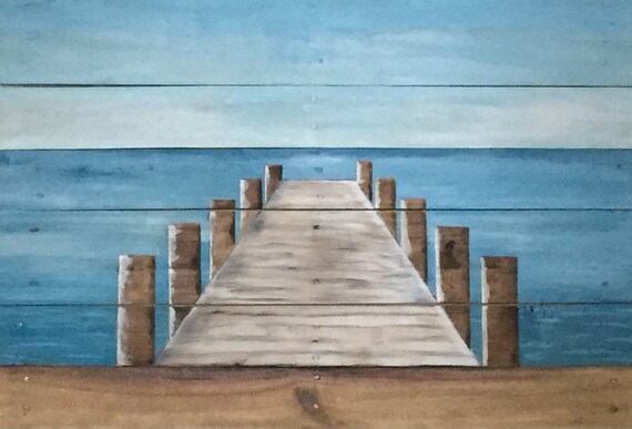 Pier At The Beach Painting On Reclaimed Pallet Boards Pier At The Beach Painting On Reclaimed Pallet Boards