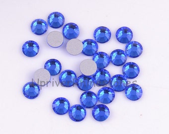 RNS08 Sapphire Nail Art Non Hotfix Rhinestones SS3-SS30 Glass Material High Quality 288-1440pcs Strass Loose Strass For DIY
