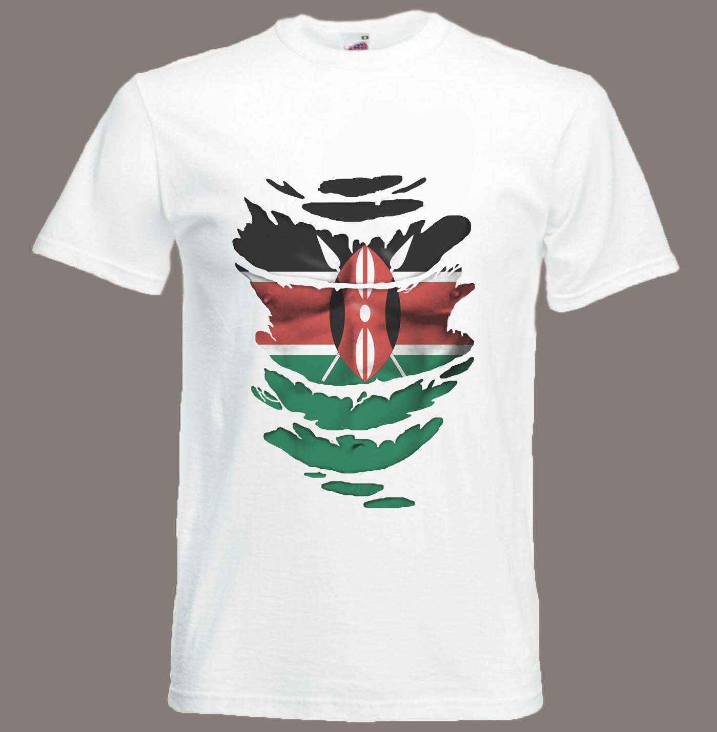 Kenyan Flag TShirt see Muscles through Ripped TShirt Kenya