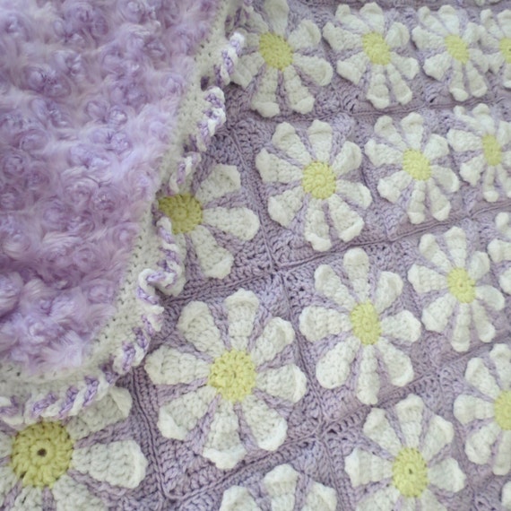 Crocheted Daisy Flower Baby Quilt by BabyofRhea on Etsy