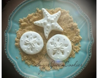 Sand dollar and starfish beach cookies