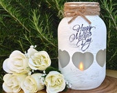 Mothers Day Gift, Shabby Chic White Mason Jars, Painted Mason Jars, Mason Jar Vases, Jars for Gifts, Decor