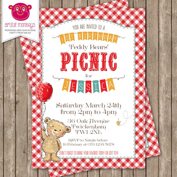 Printable Teddy Bears' Picnic Invitation