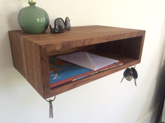 Floating Entryway Table in Walnut with Magnetic Key by KrovelMade