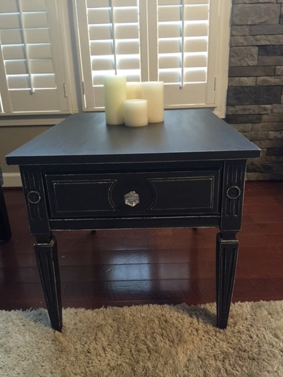 Distressed Grey End Table Vintage End Table Black End