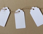 100 Plain white gift tags , luggage tags, die cut, save the dates, labels, name tags