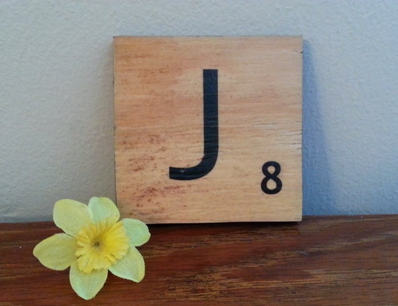 Scrabble Letter J Handmade Wooden Sign by EllieandJean on Etsy