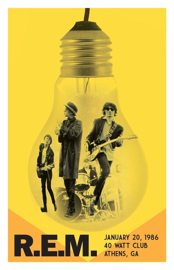 R.E.M. Athens GA1986 Print with Black Card Frame and