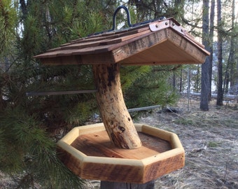 Unique Barnwood and Copper Bird Feeder Pine Functional Birthday Wedding Gift #0279