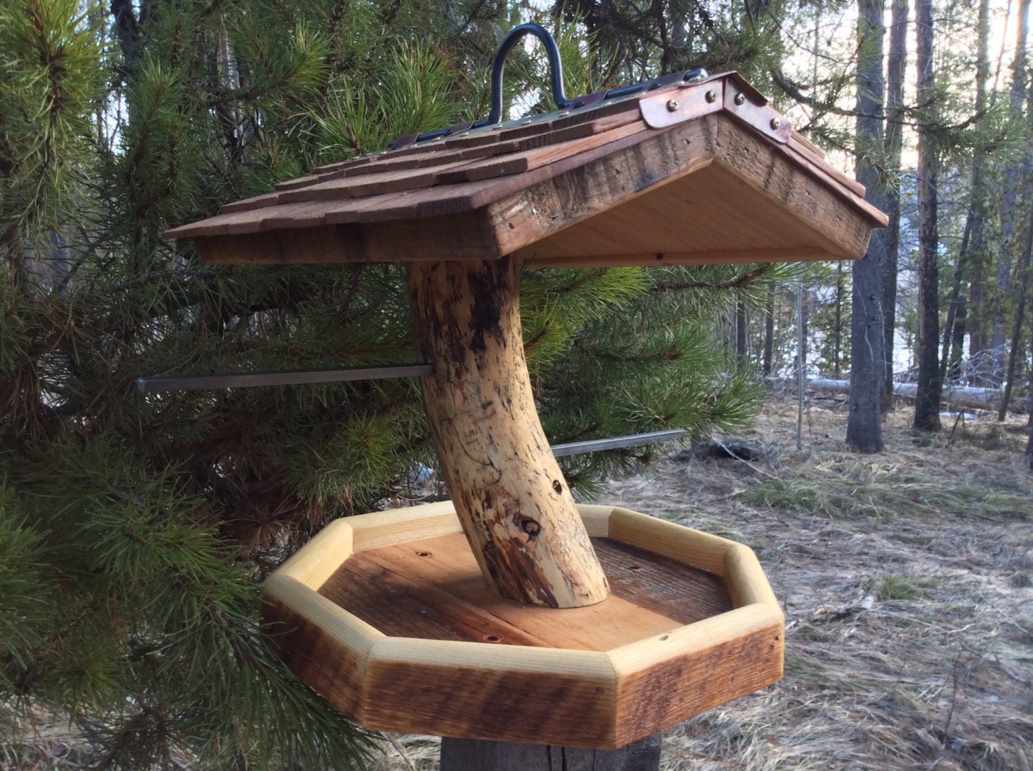 Unique Barnwood and Copper Bird Feeder Pine Functional