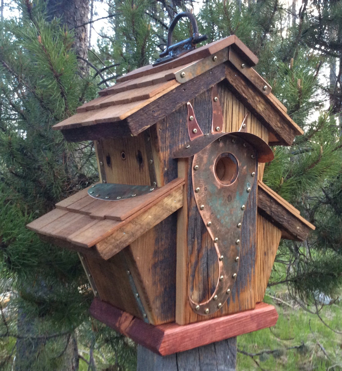 Unique Barnwood Birdhouse Abbey Copper Design Birthday Wedding