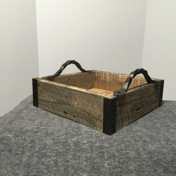 Rustic Wooden Box with Hand Handles