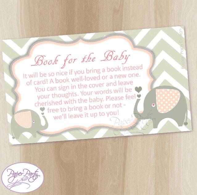 Bring a Book Insert Baby Shower invitation Book Instead