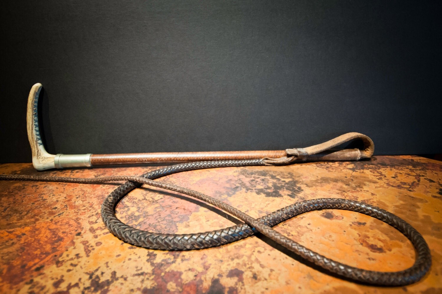 Antique English Leather Riding Crop