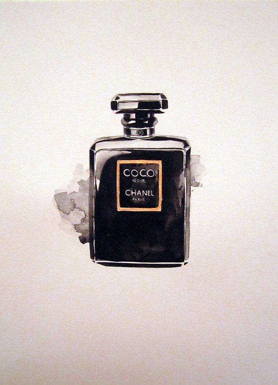 Coco Noir Chanel Perfume Bottle Illustration Splash or by JeVais